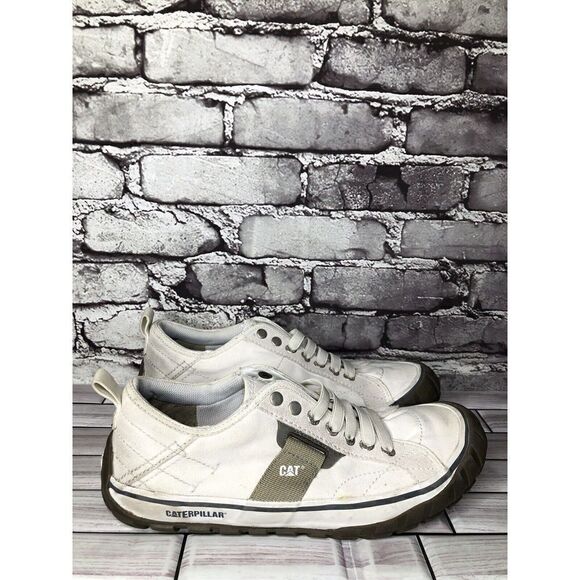 Caterpillar CAT Ivory Canvas Fabric Lace Low Top Work Shoes Men’s Sz 8M US/41EU - Picture 6 of 16